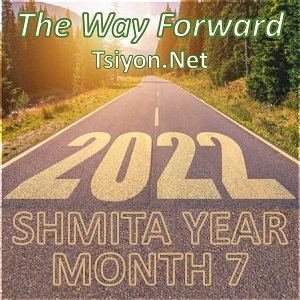 Image of a roadway with the words "The WAY Forward, Tsiyon.net, 2022, Shmita Year Month 7" on it